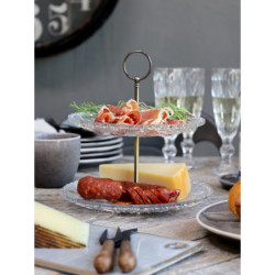 Skleněný 2-patrový etažér se srdíčky Heart glass - Ø 22*24 cm