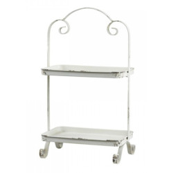 Krémový antik kovový 2-patrový etažér Luisa - 21*13*37 cm