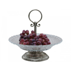 Skleněný patrový etažér / miska se zdobením glass tray - 32 cm