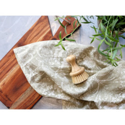 Zeleno-béžová bavlněná utěrka s květy Flowre - 50*70 cm