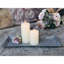 Šedý antik dekorační plechový podnos s patinou Trao - 42*18*1,5cm