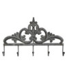 Šedý antik nástěnný věšák s 5-ti háčky a ornamentem - 32*4*21cm