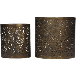 2ks bronzový antik svícen na širokou svíčku Nancy - Ø 15*15 / Ø 12*12cm