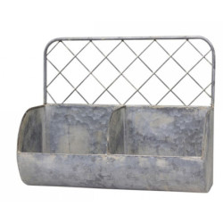Nástěnná plechová police s patinou a 2 boxy Zinc - 34*15*28cm