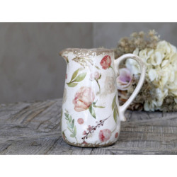Keramický dekorační džbán s růžovými květy Floral Étel - 16*11*18cm