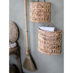 Přírodní závěsný koš z vodního hyacintu Baoli - 32*15*30cm