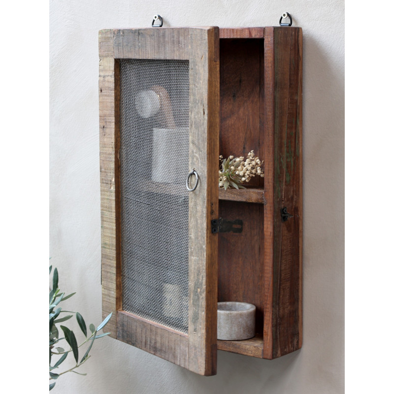 Retro nástěnná dřěvěná skříňka s dvířky Grimaud Unique - 29*10*47cm