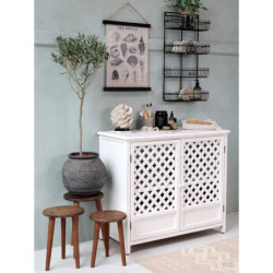 3ks retro dřěvěná stolička Grimaud Unique - Ø26*38/ Ø26*34/ Ø22*30cm