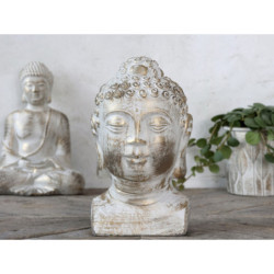 Bílo - zlatá antik dekorace hlava Buddha Vittel - 13*13*26cm