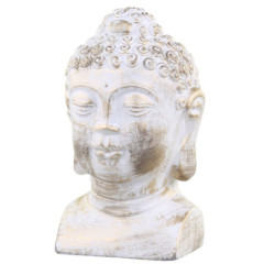 Bílo - zlatá antik dekorace hlava Buddha Vittel - 13*13*26cm