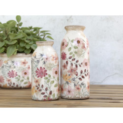 Keramická dekorační váza s květy Floral Auray - Ø 7*15cm