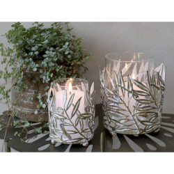 Bronzový antik kovový svícen Vire Leaves - Ø 8*11 cm