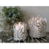Bronzový antik kovový svícen Vire Leaves - Ø 8*11 cm