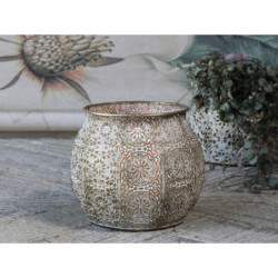 Bronzový antik kovový vintage svícen Vire s patinou - Ø 15*12 cm