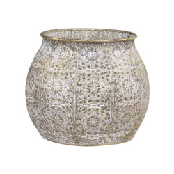 Bronzový antik kovový vintage svícen Vire s patinou - Ø 15*12 cm