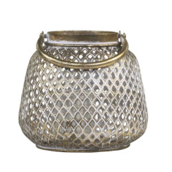 Bronzová antik kovová lucerna s uchem Vire - Ø16*15cm