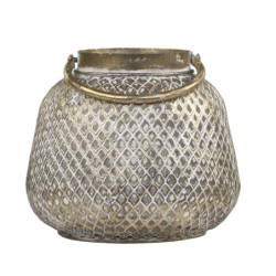 Bronzová antik kovová lucerna s uchem Vire - Ø20*18cm