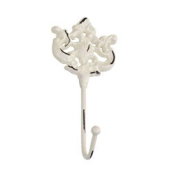 Béžový antik nástěnný háček s ornamentem - 6*5*15cm