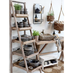 Hnědý antik dřevěný regál s košíky Cart No 5 - 42*70*170cm