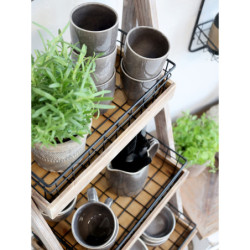 Hnědý antik dřevěný regál s košíky Cart No 5 - 42*70*170cm