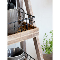 Hnědý antik dřevěný regál s košíky Cart No 5 - 42*70*170cm