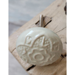Zelená antik porcelánová úchytka Flower - Ø 4 cm
