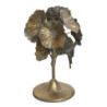 Bronzový antik kovový svícen zdobený květy Flower - Ø 18*24cm