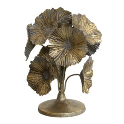 Bronzový antik kovový svícen zdobený květy Flower - Ø 14*20cm