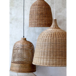 Přírodní antik závěsné světlo s bambusovým stínidlem Lamp Bamboo - Ø41*52cm/ E27/ 40W