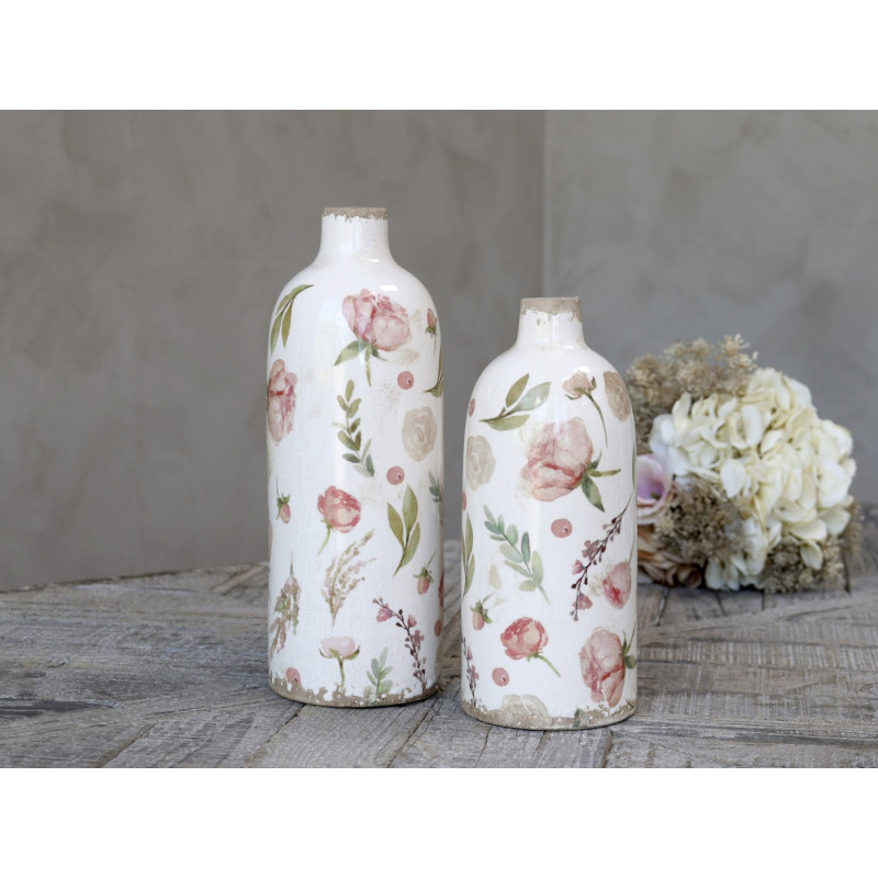 Keramická dekorační váza s květy Floral Étel - Ø 11*26cm