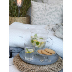 Skleněný podnos na noze se zdobením Glass Pattern - Ø 15*7,5 cm