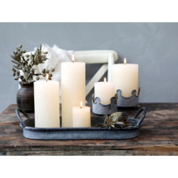 Krémová široká svíčka Macon Rustic - Ø 7*10cm / 40h