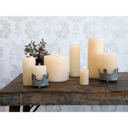 Krémová široká svíčka Macon Rustic - Ø 7*10cm / 40h