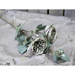 Dekorace umělá zelená květina Růže Rose dusty green - 75 cm