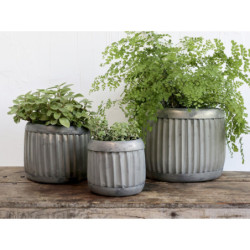 Dekorační plechový antik obal na květináč Grooves S - Ø 14*12cm