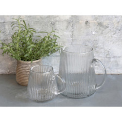 Skleněný transparentní džbánek s vroubky Jug Groove - 14*12cm