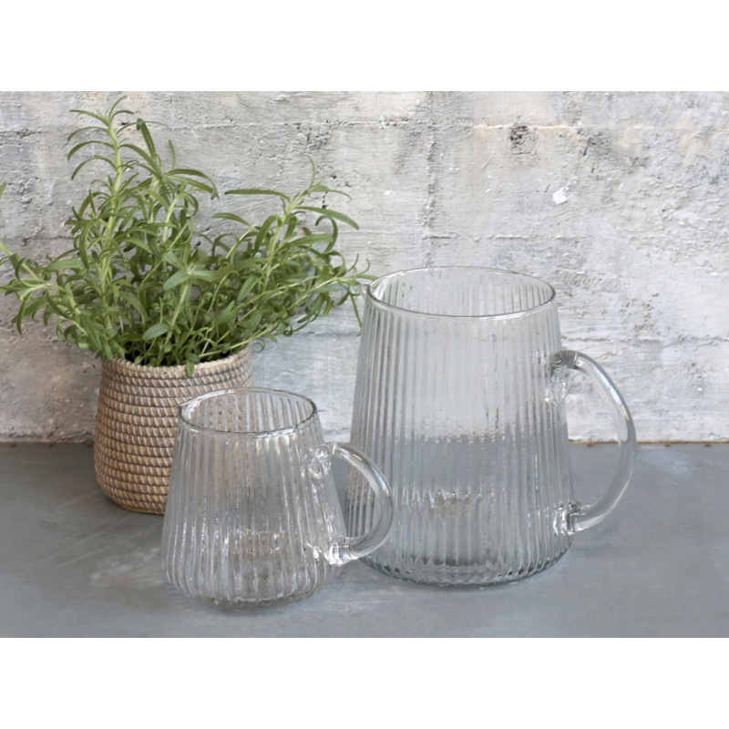 Skleněný transparentní džbánek s vroubky Jug Groove - 14*12cm