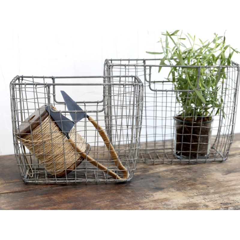 Zinkový antik drátěný košík Fil de fer Basket M - 26*10*20cm