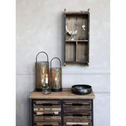 Hnědá dřevěná retro nástěnná skříňka na klíče - 26*12*60cm