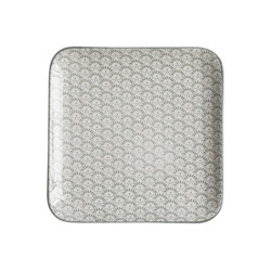 Zelený porcelánový hranatý talíř s ornamenty Arés Verte - 20*20*2cm