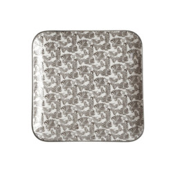 Mocca porcelánový hranatý talíř s ornamenty Arés Mocca - 20*20*2cm