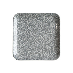 Šedý porcelánový hranatý talíř s ornamenty Arés Grey - 20*20*2cm