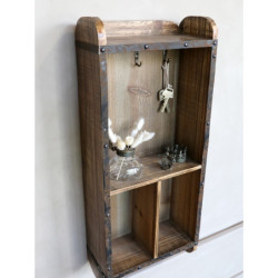 Hnědá dřevěná retro nástěnná skříňka na klíče - 26*12*60cm