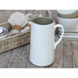 Zelený porcelánový džbán s ornamenty Arés Verte - 15*9*20cm / 1100ml