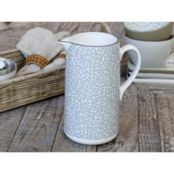 Šedý porcelánový džbán s ornamenty Arés Grey - 15*9*20cm / 1100ml