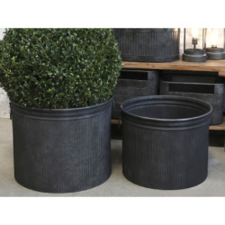 2ks kulatý plechový zinkový antik obal na květináč Planters - Ø 45*35cm