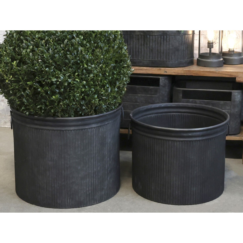2ks kulatý plechový zinkový antik obal na květináč Planters - Ø 45*35cm