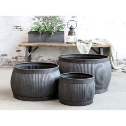 3ks plechový zinkový antik obal na květináč Old French - Ø 59*39/ Ø 47*32/ Ø33*25cm