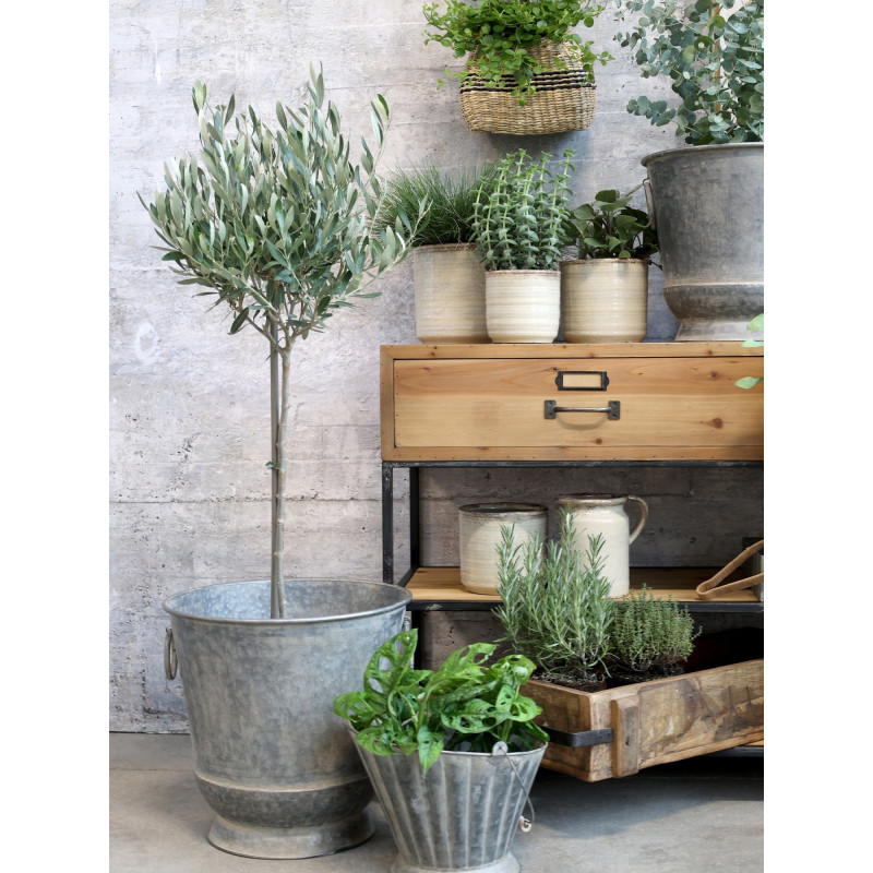 2ks kulatý plechový zinkový antik obal na květináč Planters - Ø 36*36/ Ø 31*30cm