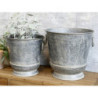 2ks kulatý plechový zinkový antik obal na květináč Planters - Ø 36*36/ Ø 31*30cm